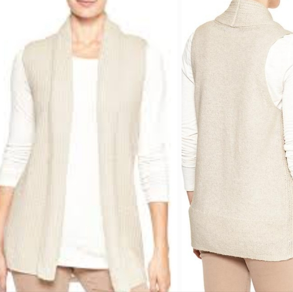 NWT Gap Shawl Collar Vest Beige Small - Picture 1 of 7